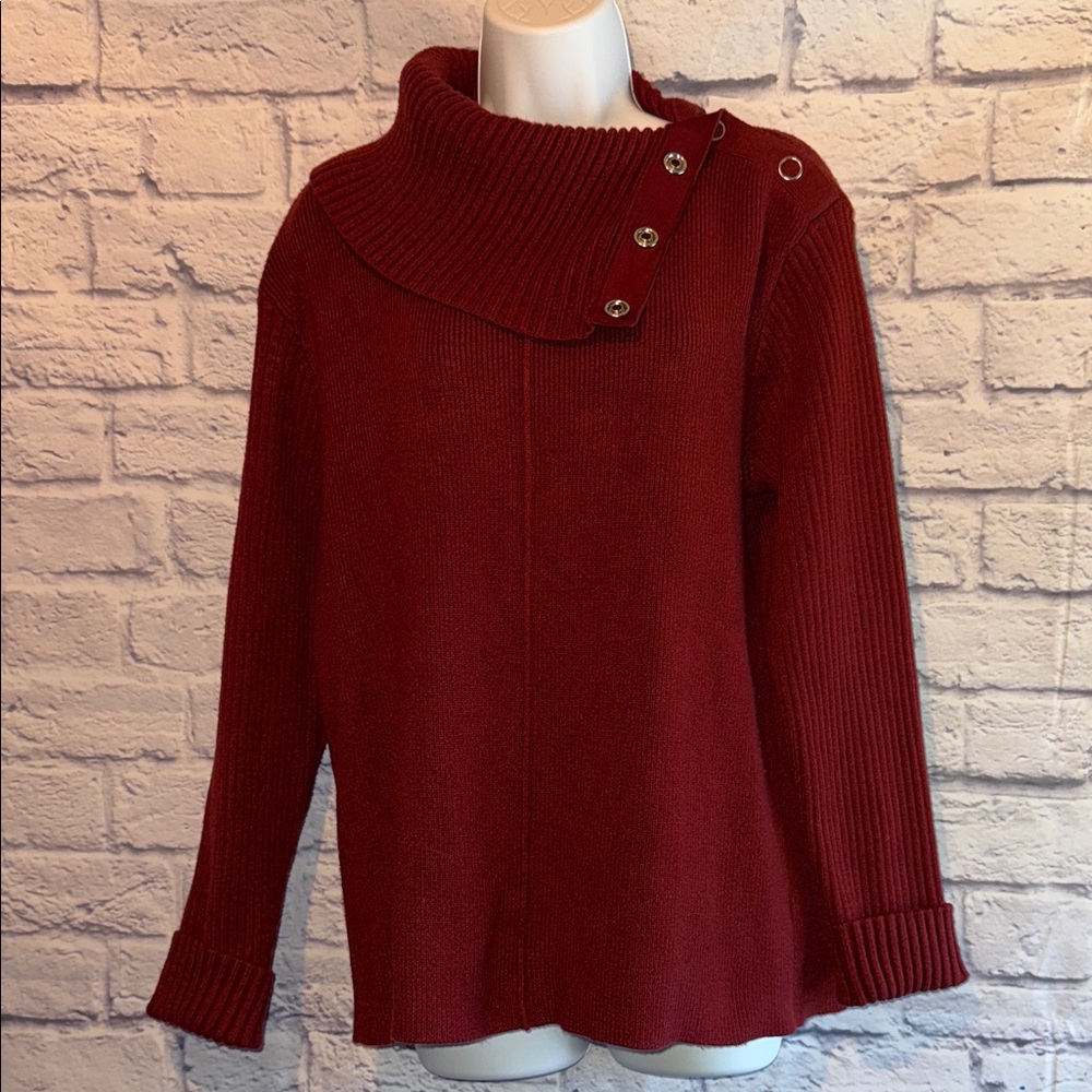 CAbi Rich Cranberry Red Cowl Neck Sweater Size Small